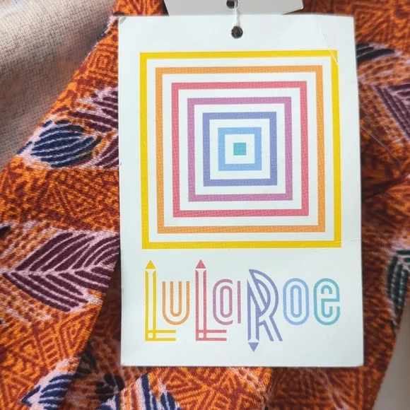 NWT LulaRoe Cassie Feather Print Pencil Skirt 2XL Burnt Orange Pattern - Picture 9 of 13